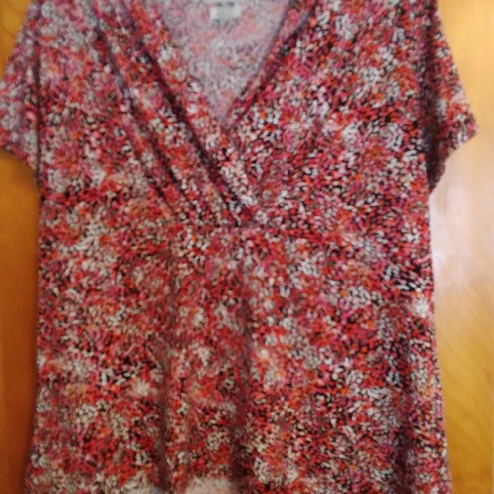 🌹3/$20🌹Coral Dotted V Neck Blouse